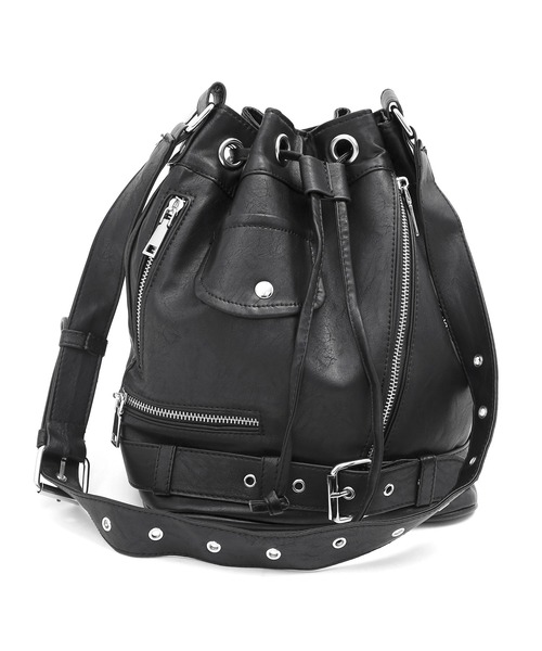 Figments（フィグメンツ）の「ライダース巾着ショルダーバッグ（ショルダーバッグ・レディース・ブラック・FREE）」の7枚目の写真