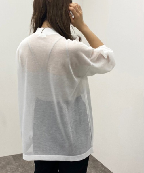 apres jour mignon(アプレジュールミニョン)の「シアーニットシャツ 【ZOZOTOWN限定アイテム】(シャツ/ブラウス・レディース・オフホワイト/ブルー系その他/ブラック・X-LARGE/フリー)」の6枚目の写真