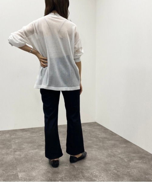 apres jour mignon(アプレジュールミニョン)の「シアーニットシャツ 【ZOZOTOWN限定アイテム】(シャツ/ブラウス・レディース・オフホワイト/ブルー系その他/ブラック・X-LARGE/フリー)」の9枚目の写真