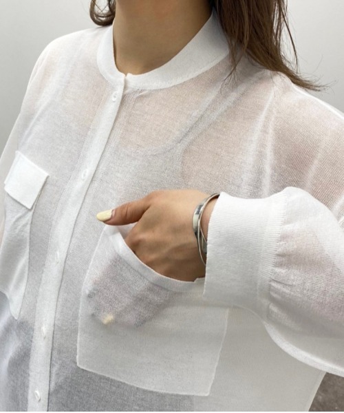 apres jour mignon(アプレジュールミニョン)の「シアーニットシャツ 【ZOZOTOWN限定アイテム】(シャツ/ブラウス・レディース・オフホワイト/ブルー系その他/ブラック・X-LARGE/フリー)」の11枚目の写真