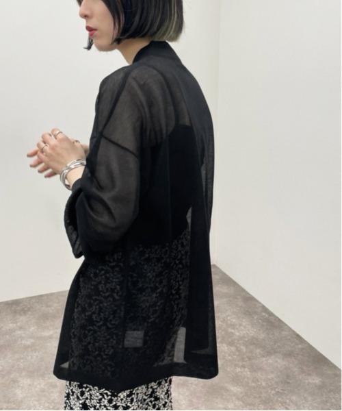 apres jour mignon(アプレジュールミニョン)の「シアーニットシャツ 【ZOZOTOWN限定アイテム】(シャツ/ブラウス・レディース・オフホワイト/ブルー系その他/ブラック・X-LARGE/フリー)」の15枚目の写真