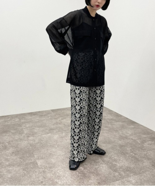 apres jour mignon(アプレジュールミニョン)の「シアーニットシャツ 【ZOZOTOWN限定アイテム】(シャツ/ブラウス・レディース・オフホワイト/ブルー系その他/ブラック・X-LARGE/フリー)」の17枚目の写真