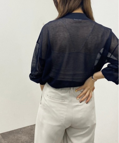 apres jour mignon(アプレジュールミニョン)の「シアーニットシャツ 【ZOZOTOWN限定アイテム】(シャツ/ブラウス・レディース・オフホワイト/ブルー系その他/ブラック・X-LARGE/フリー)」の20枚目の写真