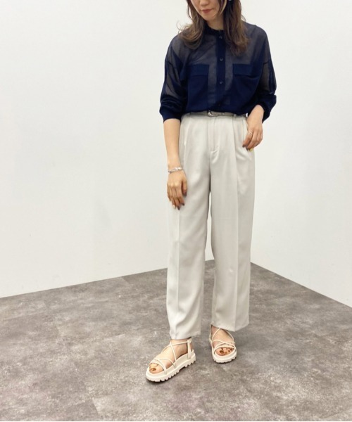 apres jour mignon(アプレジュールミニョン)の「シアーニットシャツ 【ZOZOTOWN限定アイテム】(シャツ/ブラウス・レディース・オフホワイト/ブルー系その他/ブラック・X-LARGE/フリー)」の21枚目の写真