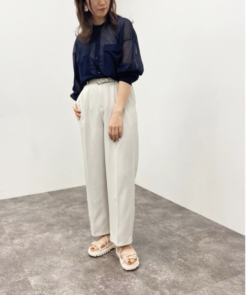 apres jour mignon(アプレジュールミニョン)の「シアーニットシャツ 【ZOZOTOWN限定アイテム】(シャツ/ブラウス・レディース・オフホワイト/ブルー系その他/ブラック・X-LARGE/フリー)」の22枚目の写真