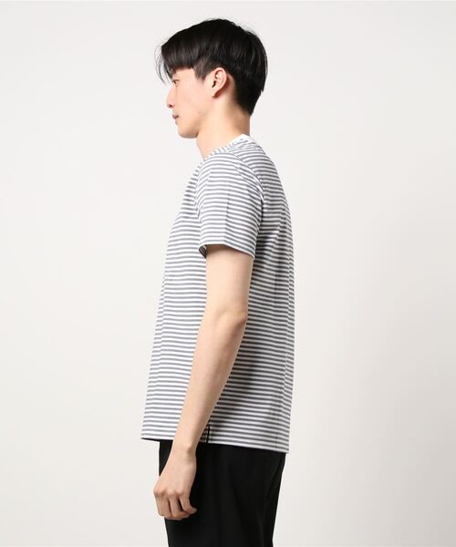 Alexander Julian（アレキサンダージュリアン）の「・アレキサンダージュリアンメンズ/ALEXANDER JULIAN：MEN【DRESS T-SHIRT】シルケットボーダー クルーネック半袖Ｔシャツ（Tシャツ/カットソー・メンズ・グレー/ネイビー・X-LARGE/MEDIUM/LARGE）」の4枚目の写真