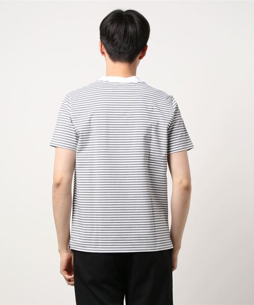 Alexander Julian（アレキサンダージュリアン）の「・アレキサンダージュリアンメンズ/ALEXANDER JULIAN：MEN【DRESS T-SHIRT】シルケットボーダー クルーネック半袖Ｔシャツ（Tシャツ/カットソー・メンズ・グレー/ネイビー・X-LARGE/MEDIUM/LARGE）」の3枚目の写真