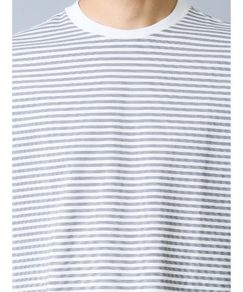 Alexander Julian（アレキサンダージュリアン）の「・アレキサンダージュリアンメンズ/ALEXANDER JULIAN：MEN【DRESS T-SHIRT】シルケットボーダー クルーネック半袖Ｔシャツ（Tシャツ/カットソー・メンズ・グレー/ネイビー・X-LARGE/MEDIUM/LARGE）」の9枚目の写真