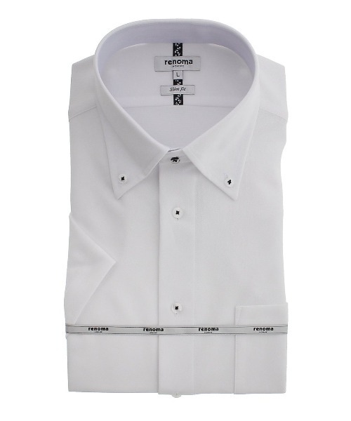い出のひと時に とびきりのおしゃれを ノーアイロンストレッチ ボタンダウン スリムフィット レノマオム Renoma ボタンダウン Homme ビジネスドレス半袖ニットシャツ Homme 当店一番人気人気殺到 ビジネスシャツ Keyboardworld Org