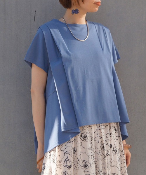 NICOLE white（ニコルホワイト）の「フレアーＴシャツ（Tシャツ/カットソー・レディース・ブラック/オフホワイト/オレンジ/ブルー・FREE）」の4枚目の写真