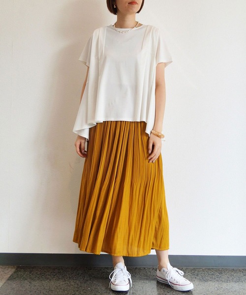 NICOLE white（ニコルホワイト）の「フレアーＴシャツ（Tシャツ/カットソー・レディース・ブラック/オフホワイト/オレンジ/ブルー・FREE）」の15枚目の写真