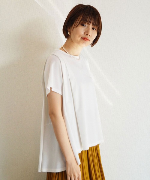 NICOLE white（ニコルホワイト）の「フレアーＴシャツ（Tシャツ/カットソー・レディース・ブラック/オフホワイト/オレンジ/ブルー・FREE）」の16枚目の写真