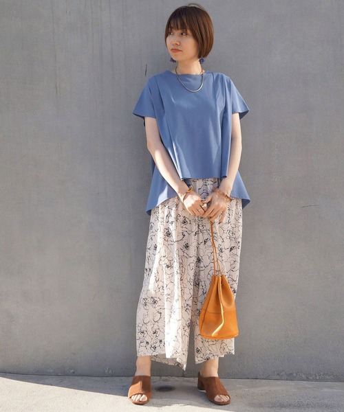 NICOLE white（ニコルホワイト）の「フレアーＴシャツ（Tシャツ/カットソー・レディース・ブラック/オフホワイト/オレンジ/ブルー・FREE）」の19枚目の写真