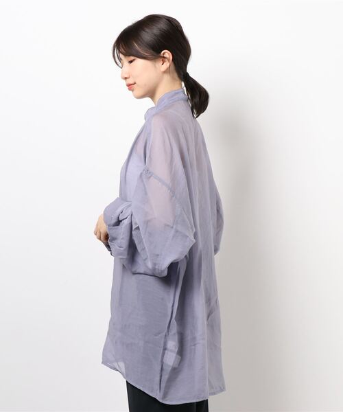 Wefst（ウェスト）の「【Wefst】シアーポプリンザム切り替え Bigシャツ（Tシャツ/カットソー・レディース・ライトグレー/アイボリー/ミント/ラベンダー・FREE）」の6枚目の写真