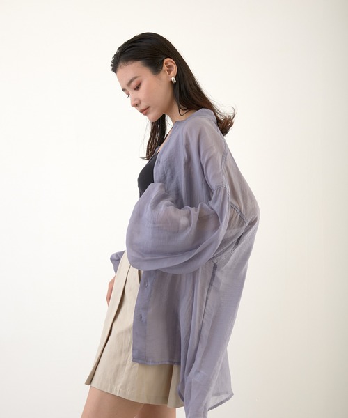 Wefst（ウェスト）の「【Wefst】シアーポプリンザム切り替え Bigシャツ（Tシャツ/カットソー・レディース・ライトグレー/アイボリー/ミント/ラベンダー・FREE）」の18枚目の写真