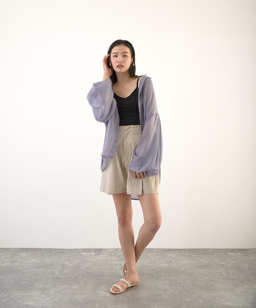 Wefst（ウェスト）の「【Wefst】シアーポプリンザム切り替え Bigシャツ（Tシャツ/カットソー・レディース・ライトグレー/アイボリー/ミント/ラベンダー・FREE）」の21枚目の写真