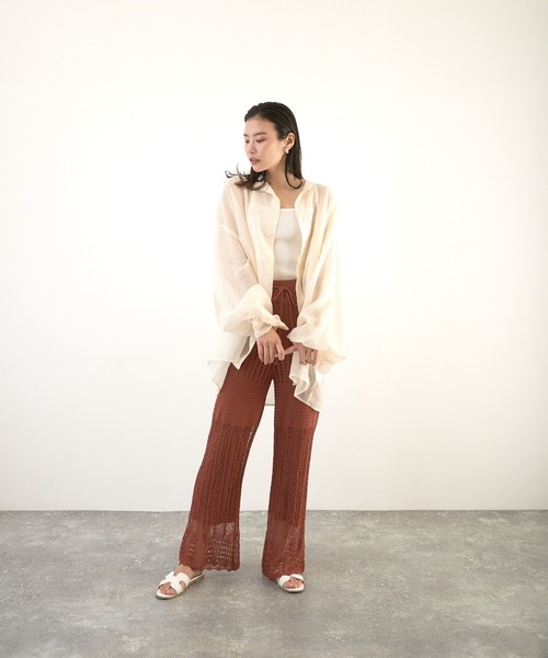 Wefst（ウェスト）の「【Wefst】シアーポプリンザム切り替え Bigシャツ（Tシャツ/カットソー・レディース・ライトグレー/アイボリー/ミント/ラベンダー・FREE）」の11枚目の写真