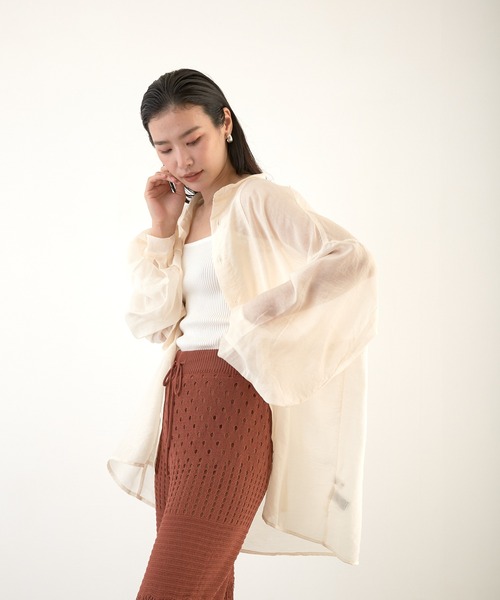 Wefst（ウェスト）の「【Wefst】シアーポプリンザム切り替え Bigシャツ（Tシャツ/カットソー・レディース・ライトグレー/アイボリー/ミント/ラベンダー・FREE）」の15枚目の写真