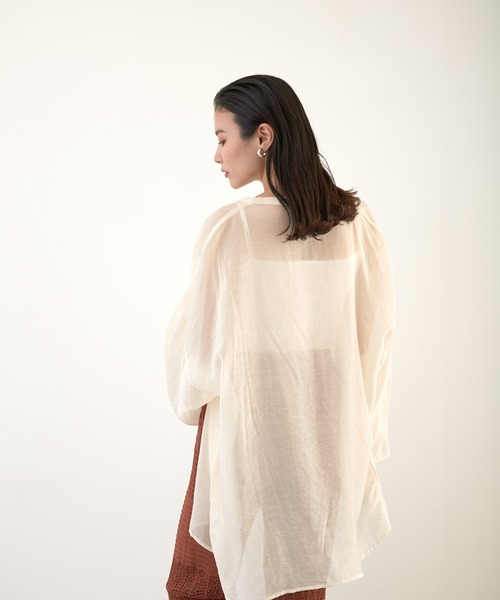 Wefst（ウェスト）の「【Wefst】シアーポプリンザム切り替え Bigシャツ（Tシャツ/カットソー・レディース・ライトグレー/アイボリー/ミント/ラベンダー・FREE）」の16枚目の写真