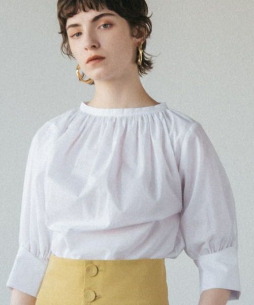 ACCL(エーシーシーエル)の「コットン ギャザーブラウス(シャツ/ブラウス・レディース・カーキ/ブラウン/ホワイト・FREE)」の4枚目の写真