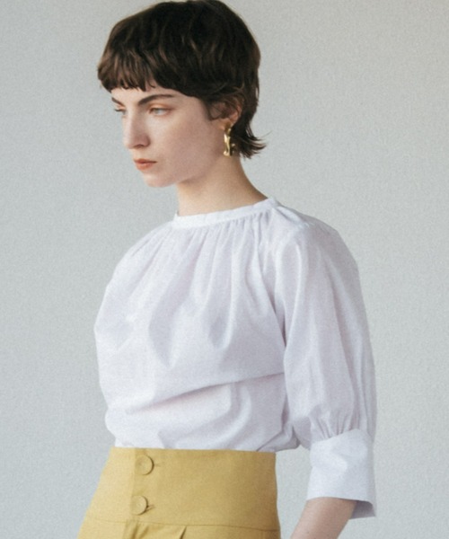 ACCL(エーシーシーエル)の「コットン ギャザーブラウス(シャツ/ブラウス・レディース・カーキ/ブラウン/ホワイト・FREE)」の5枚目の写真