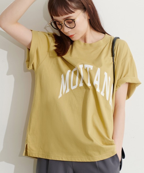 coca（coca）（コカ）の「シルキータッチカレッジプリントTシャツ（Tシャツ/カットソー・レディース・イエロー/ベージュ/ホワイト/チャコールグレー・ONE SIZE）」の4枚目の写真