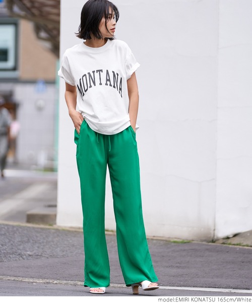 coca（coca）（コカ）の「シルキータッチカレッジプリントTシャツ（Tシャツ/カットソー・レディース・イエロー/ベージュ/ホワイト/チャコールグレー・ONE SIZE）」の22枚目の写真