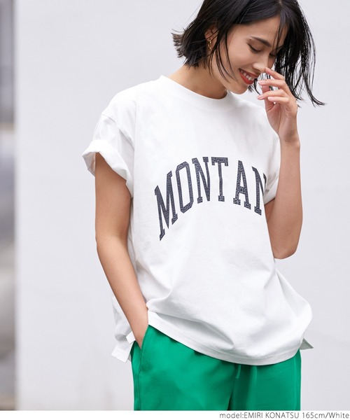 coca（coca）（コカ）の「シルキータッチカレッジプリントTシャツ（Tシャツ/カットソー・レディース・イエロー/ベージュ/ホワイト/チャコールグレー・ONE SIZE）」の11枚目の写真