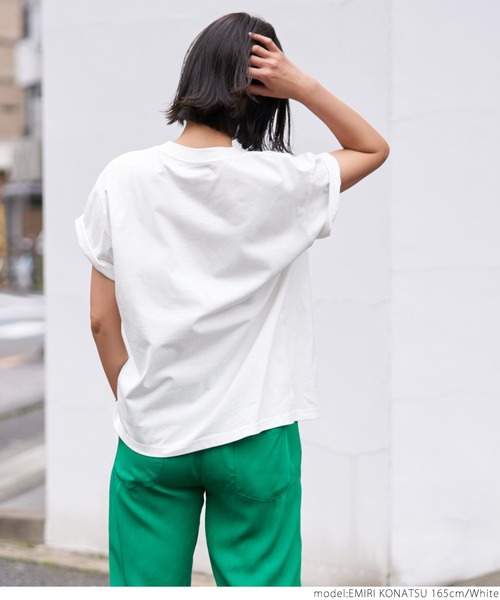 coca（coca）（コカ）の「シルキータッチカレッジプリントTシャツ（Tシャツ/カットソー・レディース・イエロー/ベージュ/ホワイト/チャコールグレー・ONE SIZE）」の19枚目の写真