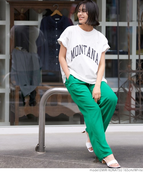 coca（coca）（コカ）の「シルキータッチカレッジプリントTシャツ（Tシャツ/カットソー・レディース・イエロー/ベージュ/ホワイト/チャコールグレー・ONE SIZE）」の7枚目の写真