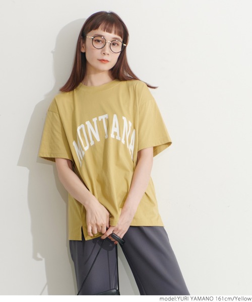 coca（coca）（コカ）の「シルキータッチカレッジプリントTシャツ（Tシャツ/カットソー・レディース・イエロー/ベージュ/ホワイト/チャコールグレー・ONE SIZE）」の10枚目の写真