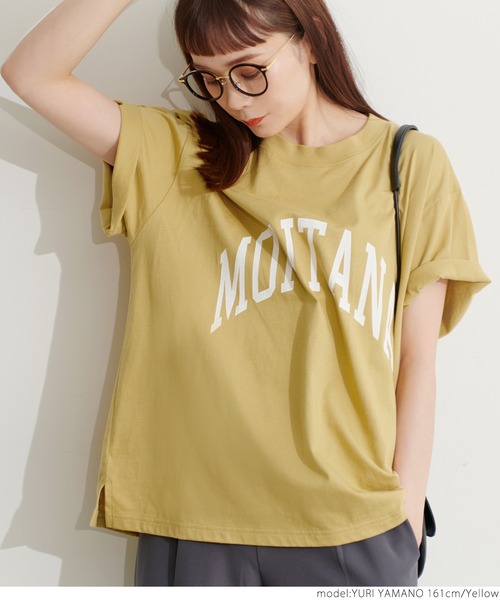 coca（coca）（コカ）の「シルキータッチカレッジプリントTシャツ（Tシャツ/カットソー・レディース・イエロー/ベージュ/ホワイト/チャコールグレー・ONE SIZE）」の18枚目の写真