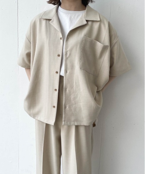 flaner（フラネ）の「ドライタッチ開襟シャツ【ユニセックス対応/セットアップ対応】（シャツ/ブラウス・レディース・ベージュ/カーキ/ナチュラル・MEDIUM/LARGE）」の19枚目の写真