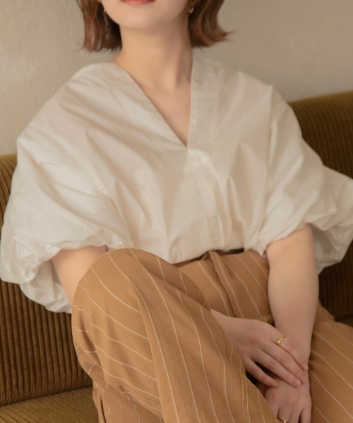 I_am（アイアム）の「design balloon shirt（シャツ/ブラウス・レディース・ホワイト/ベージュ/ブラウン・FREE）」の12枚目の写真