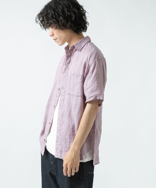 ITEMS URBANRESEARCH（アイテムズ アーバンリサーチ）の「リネン半袖シャツ（シャツ/ブラウス・メンズ・ブラック/グリーン/ピンク/オフホワイト・LARGE/MEDIUM）」の19枚目の写真