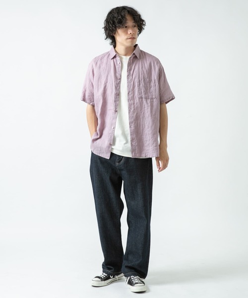 ITEMS URBANRESEARCH（アイテムズ アーバンリサーチ）の「リネン半袖シャツ（シャツ/ブラウス・メンズ・ブラック/グリーン/ピンク/オフホワイト・LARGE/MEDIUM）」の10枚目の写真