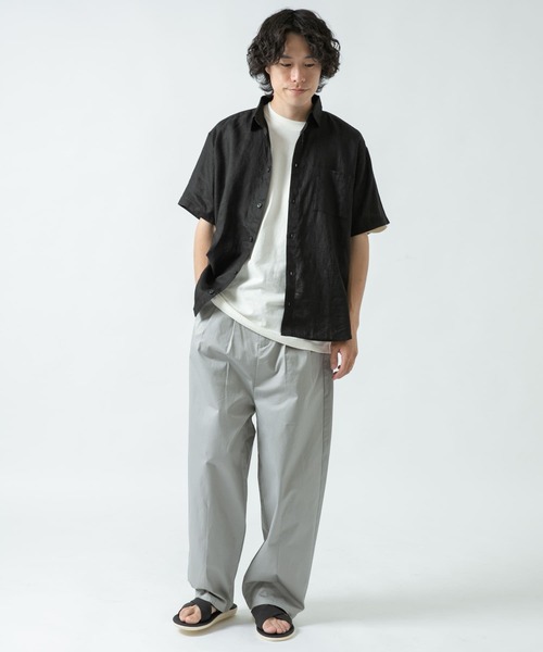 ITEMS URBANRESEARCH（アイテムズ アーバンリサーチ）の「リネン半袖シャツ（シャツ/ブラウス・メンズ・ブラック/グリーン/ピンク/オフホワイト・LARGE/MEDIUM）」の15枚目の写真