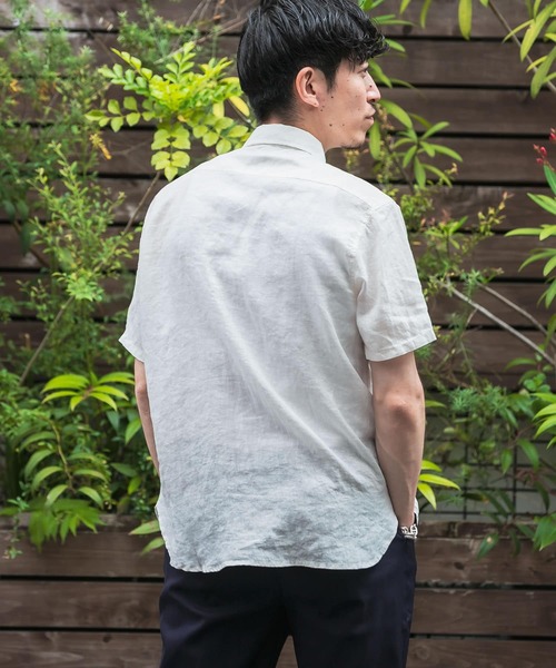 ITEMS URBANRESEARCH（アイテムズ アーバンリサーチ）の「リネン半袖シャツ（シャツ/ブラウス・メンズ・ブラック/グリーン/ピンク/オフホワイト・LARGE/MEDIUM）」の20枚目の写真