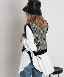 AIC. | ジャガードニットベスト×ブラウスセット(アンサンブル)