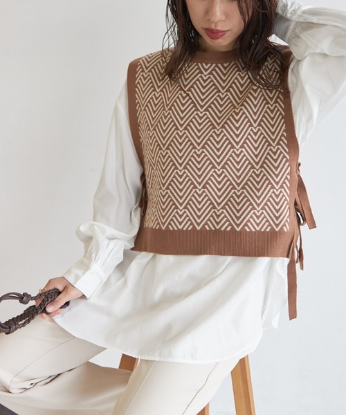 AIC.（エーアイシー）の「ジャガードニットベスト×ブラウスセット（アンサンブル・レディース・ブラック/ブラウン/グリーン・FREE）」の19枚目の写真