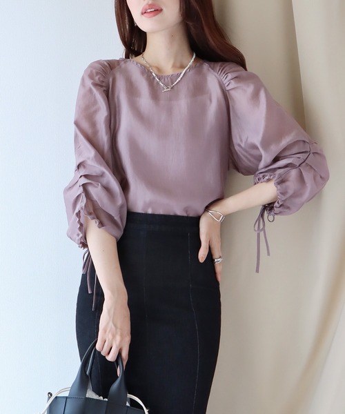 BLUEEAST(ブルーイースト)の「ボリュームシアーブラウス(シャツ/ブラウス・レディース・パープル/ブラック/ブルー/ホワイト・MEDIUM)」の4枚目の写真