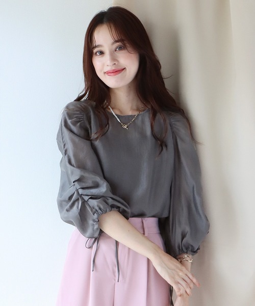 BLUEEAST(ブルーイースト)の「ボリュームシアーブラウス(シャツ/ブラウス・レディース・パープル/ブラック/ブルー/ホワイト・MEDIUM)」の3枚目の写真