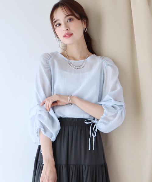 BLUEEAST(ブルーイースト)の「ボリュームシアーブラウス(シャツ/ブラウス・レディース・パープル/ブラック/ブルー/ホワイト・MEDIUM)」の8枚目の写真