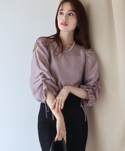 BLUEEAST(ブルーイースト)の「ボリュームシアーブラウス(シャツ/ブラウス・レディース・パープル/ブラック/ブルー/ホワイト・MEDIUM)」の13枚目の写真