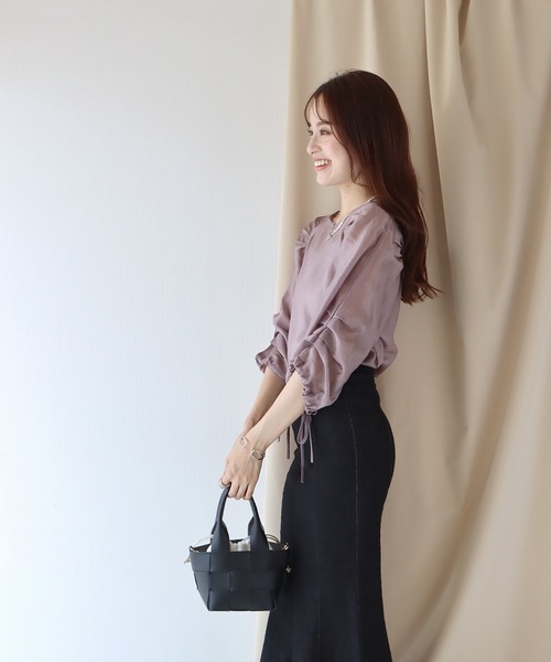 BLUEEAST(ブルーイースト)の「ボリュームシアーブラウス(シャツ/ブラウス・レディース・パープル/ブラック/ブルー/ホワイト・MEDIUM)」の15枚目の写真