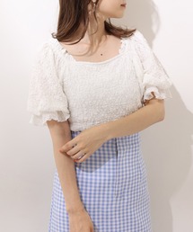 one after another NICE CLAUP（ワンアフターアナザーナイスクラップ）の「ぷくぷくフラワートップス（Tシャツ/カットソー）」