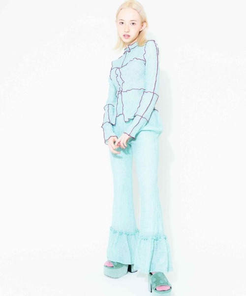 Candy Stripper（キャンディストリッパー）の「SHIRRING SWITCHED トップス（Tシャツ/カットソー・レディース・ライトブルー/ブラック/グリーン・2）」の10枚目の写真