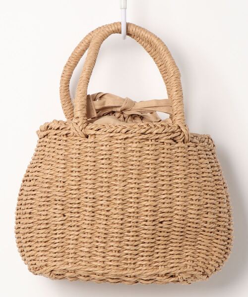 PairPair（ペアペア）の「巾着付きカゴバッグ（かごバッグ・レディース・ベージュ/アイボリー・FREE）」の5枚目の写真