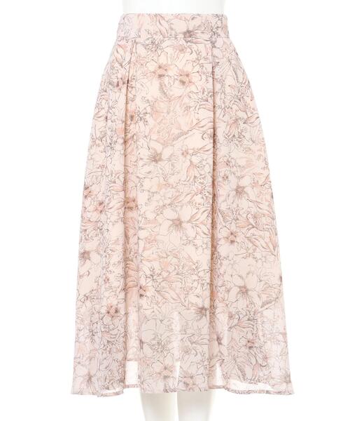 Allamanda(アラマンダ)の「花柄シフォンミモレスカート(スカート・レディース・サックスブルー/ピンク・M)」の3枚目の写真