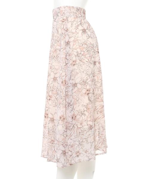 Allamanda(アラマンダ)の「花柄シフォンミモレスカート(スカート・レディース・サックスブルー/ピンク・M)」の4枚目の写真